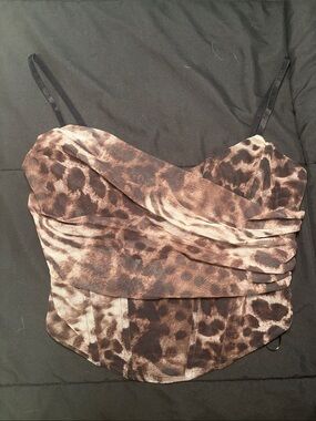 Windsor Leopard-Print Brown and Black Draped cami corset